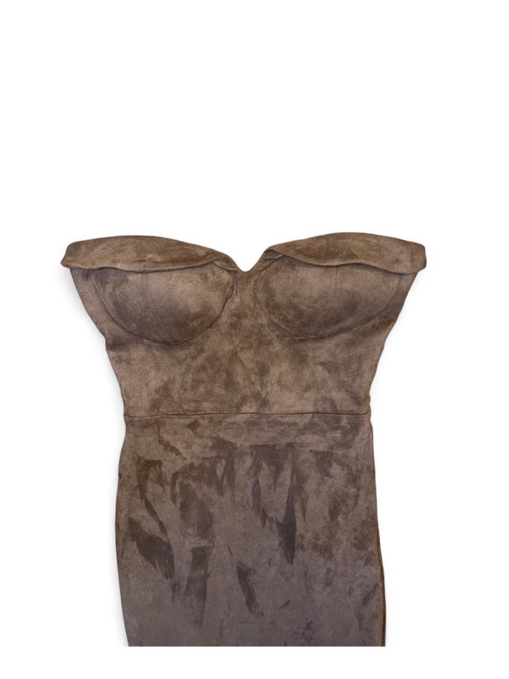 House of London Taupe Faux Suede Bustier Bodycon Dress Size S - Picture 3 of 9